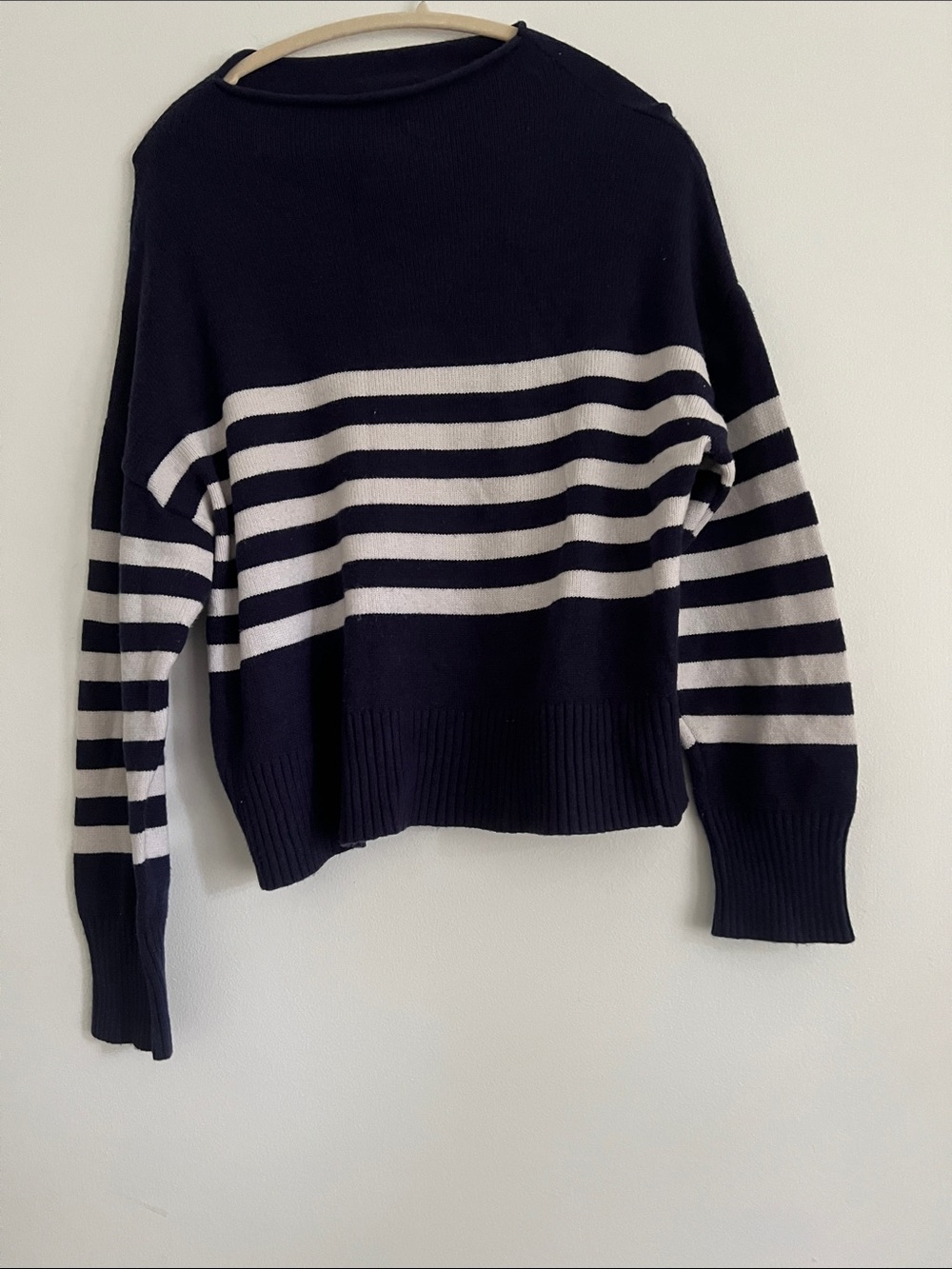 Truth Navy and White Striped Crewneck Sweater
